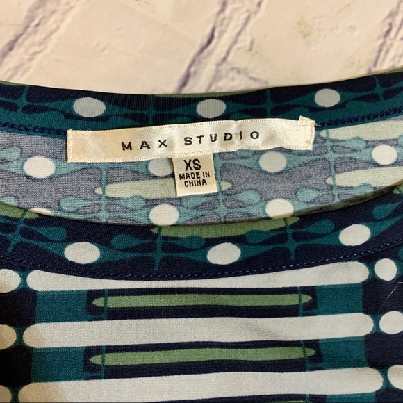 Polkadot Blue Green Mod Shift Dress 3/4 Sleeve - Picture 8 of 11